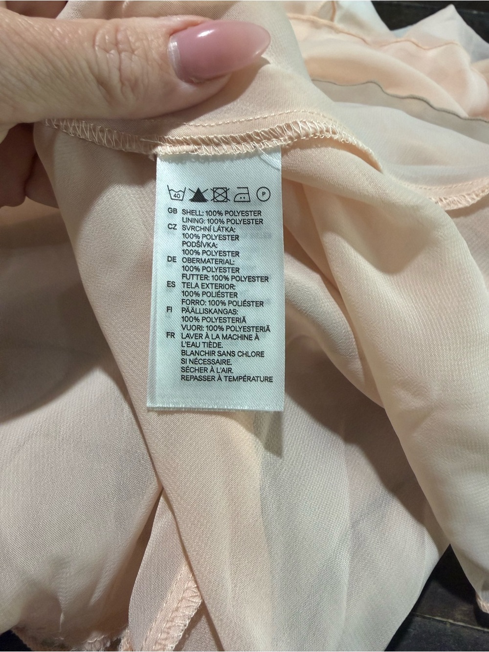 H&M Pink Peach Cream Beige Ruffle Mini Dress Sz 10 Summer Fest Concert Party - Picture 8 of 9